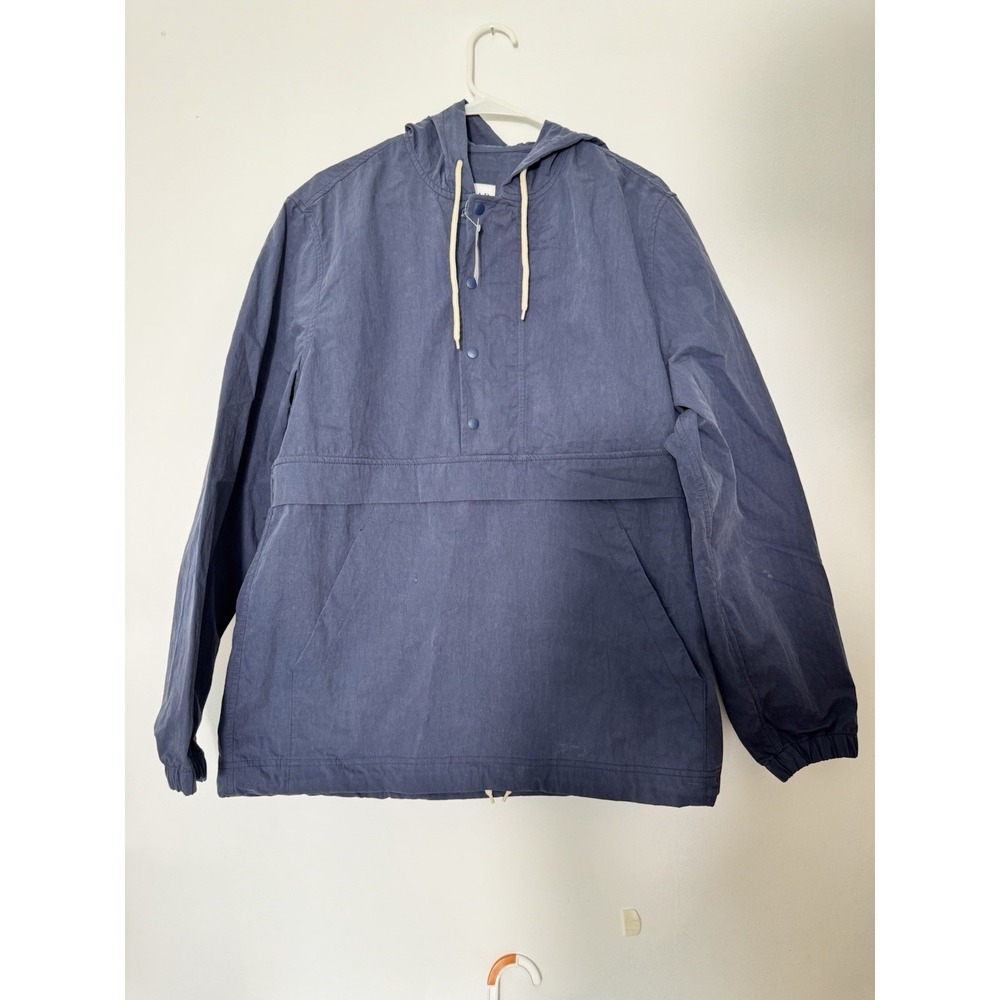 Vintage Gap Jacket Mens M Blue Nylon Hooded Anorak Pullover Windbreaker 90s NY2